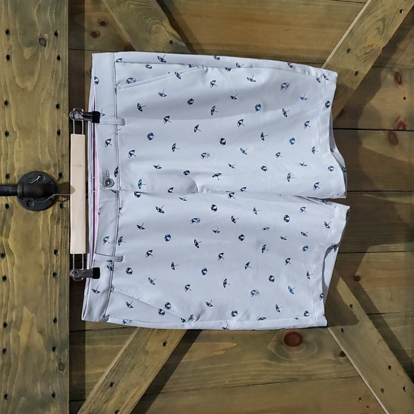 PUMA MENS ARNOLD PALMER UMBRELLA GOLF SHORTS NEVER LAY UP SIZE 40 EUC GRAY BLUE - Picture 1 of 8